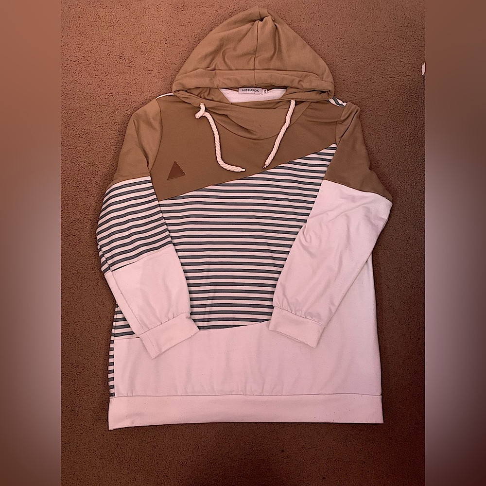 Misslook brand sweatshirt, green, white and brown.